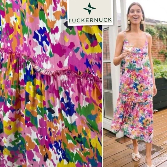 Tuckernuck Meade Midi Multicolor Floral Tank Sleeveless Sundress Size L - Picture 2 of 13